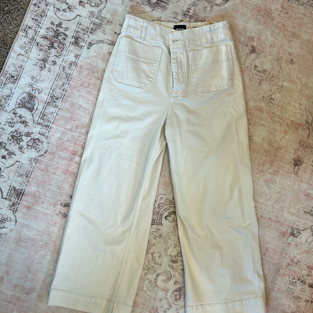 Colette cropped wide leg jeans by Maeve Off-White/Cream